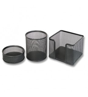 Bion Masa Seti Ataşlık-Kağıtlık-Kalemlik 3 LÜ Metal Perforeli Siyah 9302