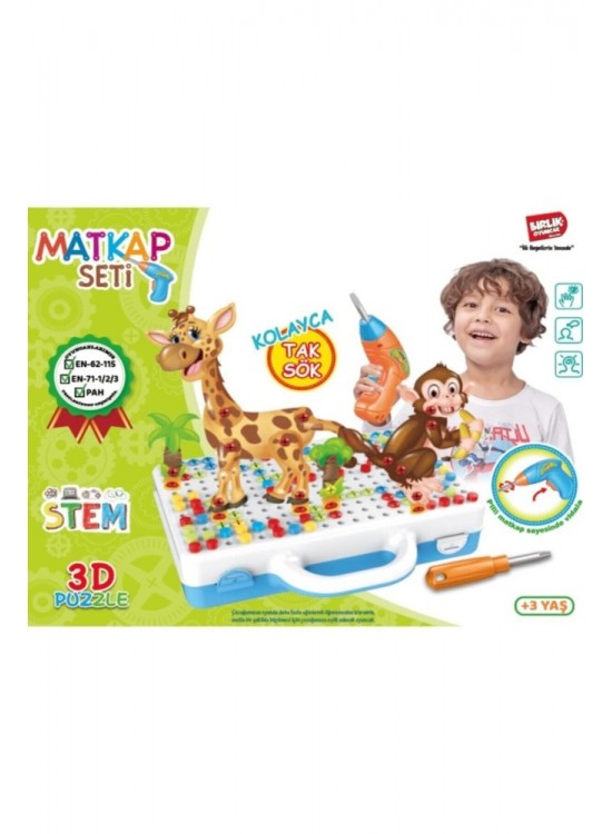 Birlik Toys 3D Stem Eğitici Matkap Seti HayvanlarURT014
