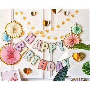 Birthday Makaron Banner Varaklı