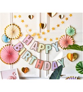 Birthday Makaron Banner Varaklı