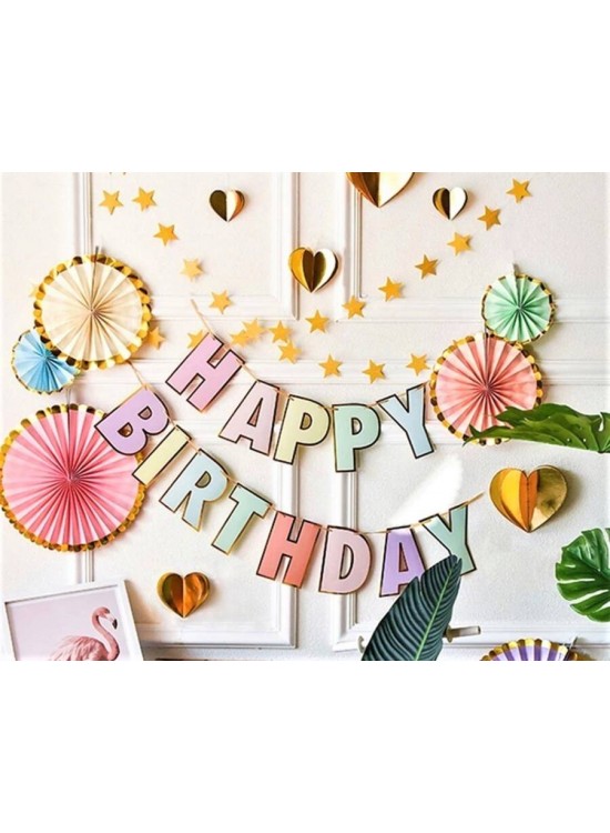 Birthday Makaron Banner Varaklı