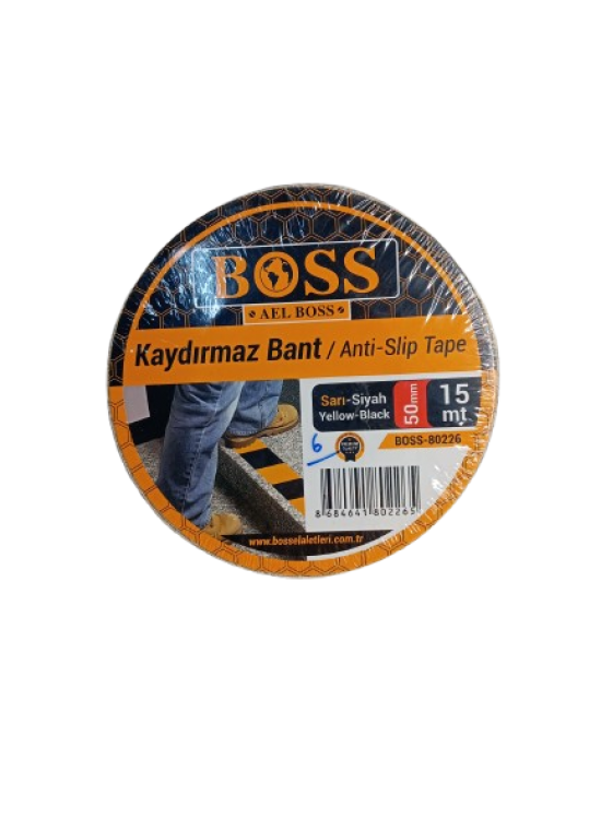 Boss Kaydırmaz Bant 50Mmx15Mt Sarı Siyah Boss Kaydırmaz Bant 50Mmx15Mt Sarı Siyah