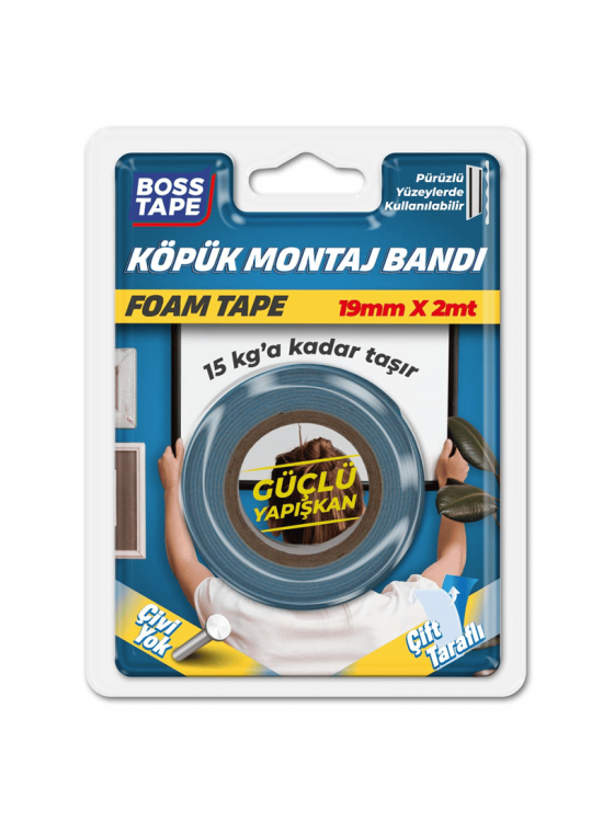 Boss Tape Çift Taraflı Köpük Bant Beyaz 15Kg