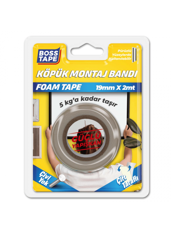 Boss Tape Çift Taraflı Köpük Bant Beyaz 5Kg Bt-01012