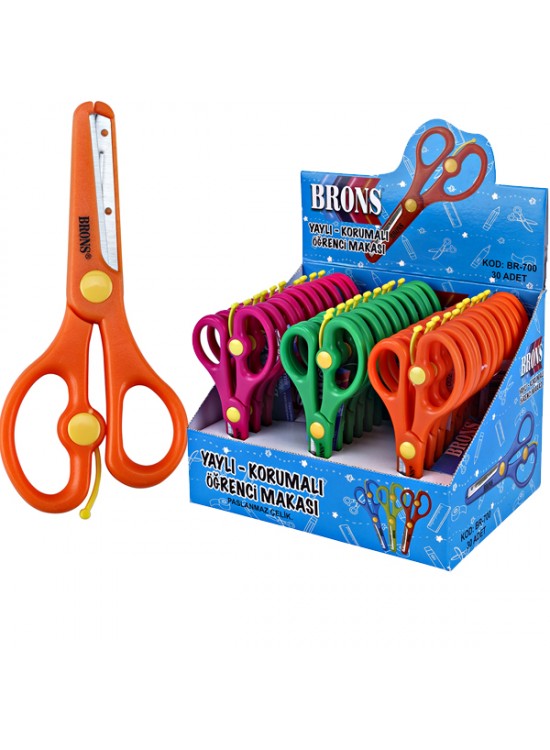 Brons Öğrenci Makası Yaylı Korumalı BR-700 (1 Adet) Brons Öğrenci Makası Yaylı Korumalı BR-700 (1 Adet)