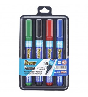Brons Permanent Marker Kalem Yuvarlak Uç 4 LÜ Bls BR-9600