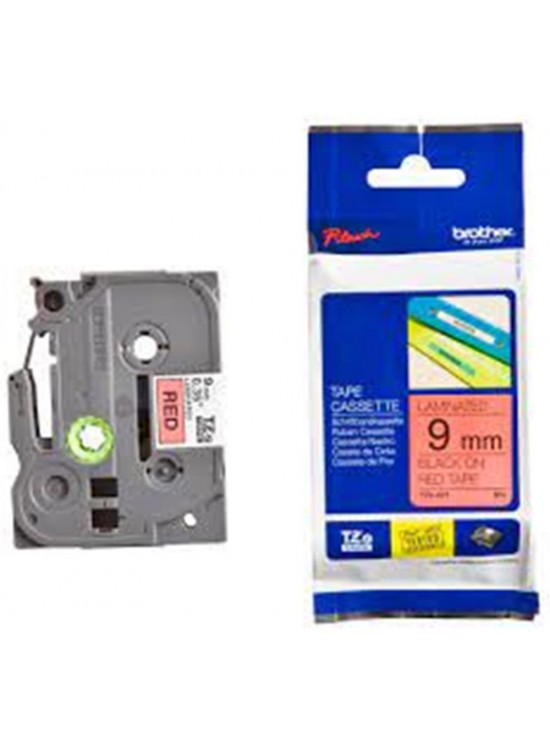 Brother TZE-421 9 mm Kırmızı Üzeri Siyah Laminasyonlu Etiket