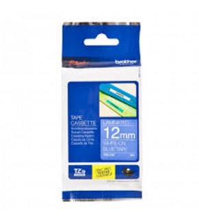 Brother TZE-535 12 mm Mavi Üzeri Beyaz Laminasyonlu Etiket