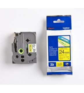 Brother TZE-651 24 mm Sarı Üzeri Siyah Laminasyonlu Etiket