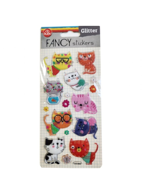 Bu-Bu Damla Stıckers Glıtter Kedi 9x20 BUBU-PUS-6602