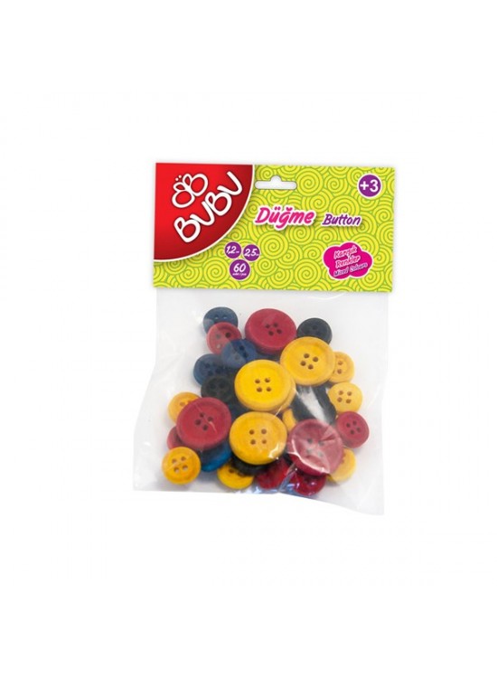 Bu-Bu Düğme 1.2 Cm 2.5 Cm 60 Lı Renkli BUBU-HS0007