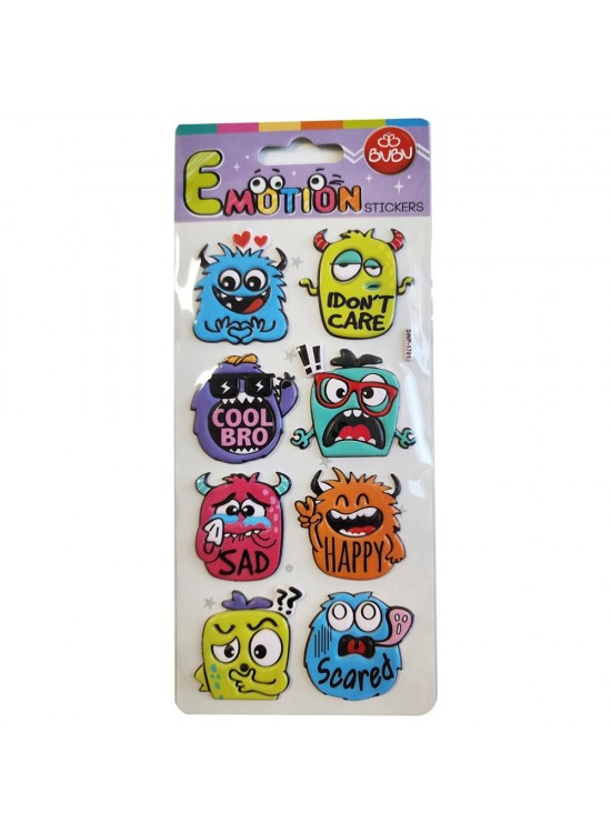 Bu-Bu Ebu-bu Emotıons Puffy Stickers Monsters 9x21 BUBU-SWP-1701