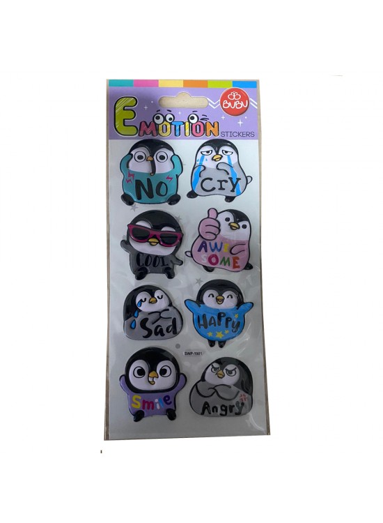 Bu-Bu Emotıons Puffy Stıck Penguın & Message 9x21 BUBU-SWP-1901 Bu-Bu Emotıons Puffy Stıck Penguın & Message 9x21 BUBU-SWP-1901