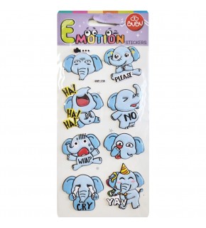 Bu-Bu Emotıons Puffy Stickers Elephants Tıgers 9x21 BUBU-SWP-1708
