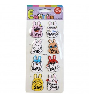 Bu-Bu Emotıons Puffy Stıckers Rabbıt & Message 9x21 BUBU-SWP-1904