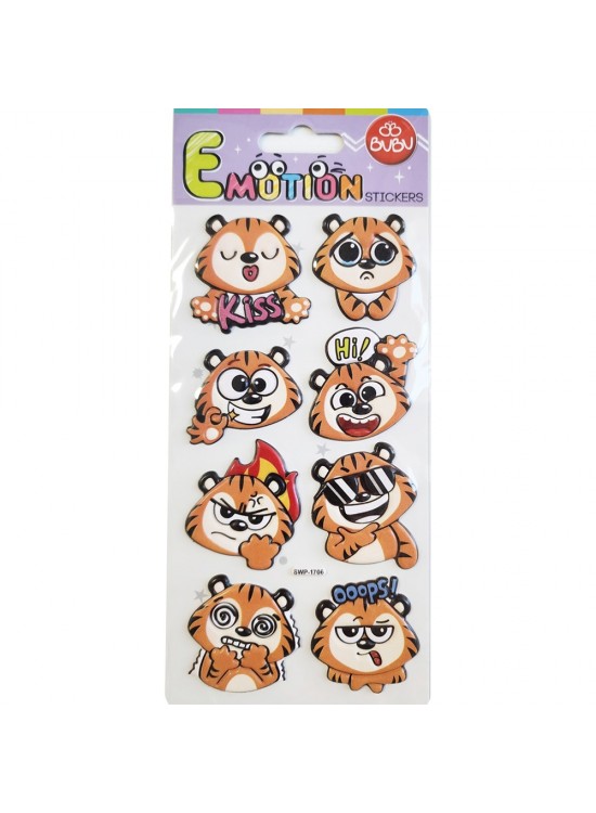 Bu-Bu Emotıons Puffy Stıckers Tıgers 9x21 BUBU-SWP-1706