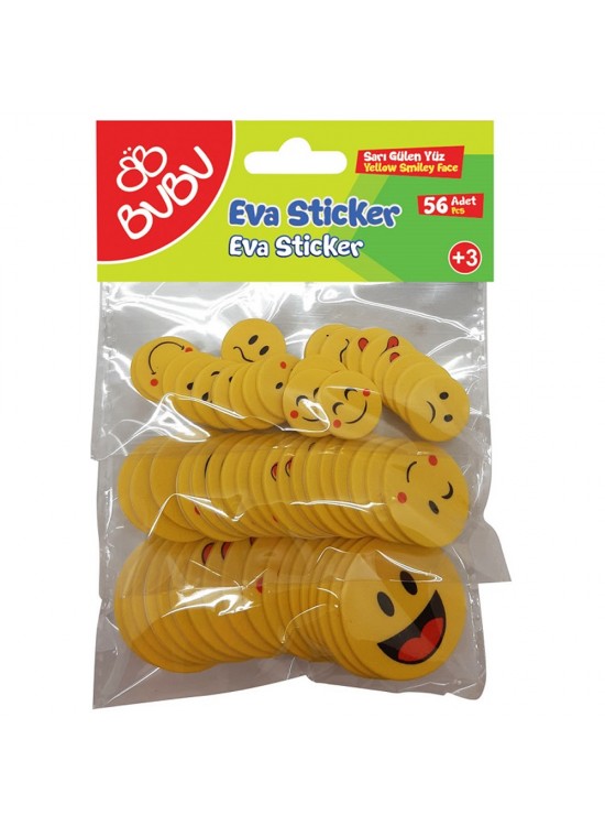 Bu-Bu Eva Sticker Sarı Gülen Surat 56 Lı BUBU-ST0141 Bu-Bu Eva Sticker Sarı Gülen Surat 56 Lı BUBU-ST0141