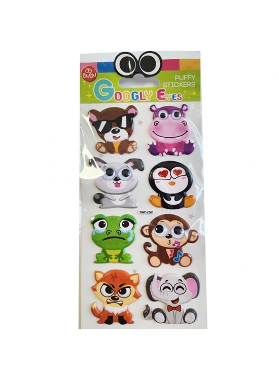 Bu-Bu Googly Eyes Puffy Stıcker Krşk Hayvanlar 9x21 BUBU-SWP-2301