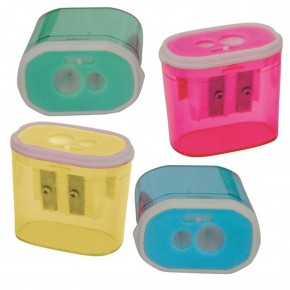 Bu-Bu Kalemtıraş Şeffaf Dikdörtgen Çiftli 4 Renk BUBU-KT0009 (1 Adet)