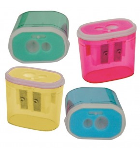 Bu-Bu Kalemtıraş Şeffaf Dikdörtgen Çiftli 4 Renk BUBU-KT0009 (1 Adet)