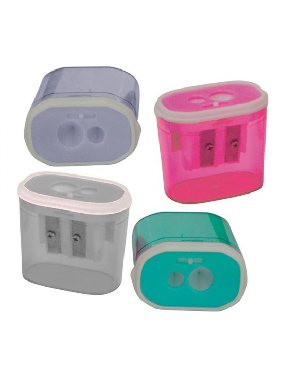 Bu-Bu Kalemtıraş Şeffaf Dikdörtgen Çiftli 4 Renk BUBU-KT0010 (1 Adet)