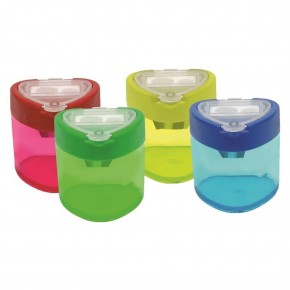 Bu-Bu Kalemtıraş Şeffaf Üçgen Çiftli Hazneli 4 Renk BUBU-KT0002 (1 Adet)