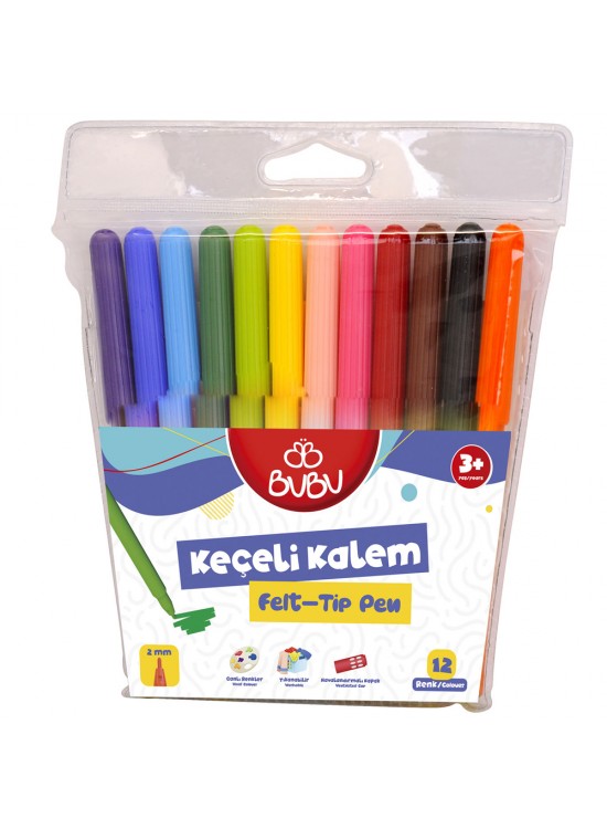Bu-Bu Keçeli Kalem 12 Renk Pvc BUBU-KEC001