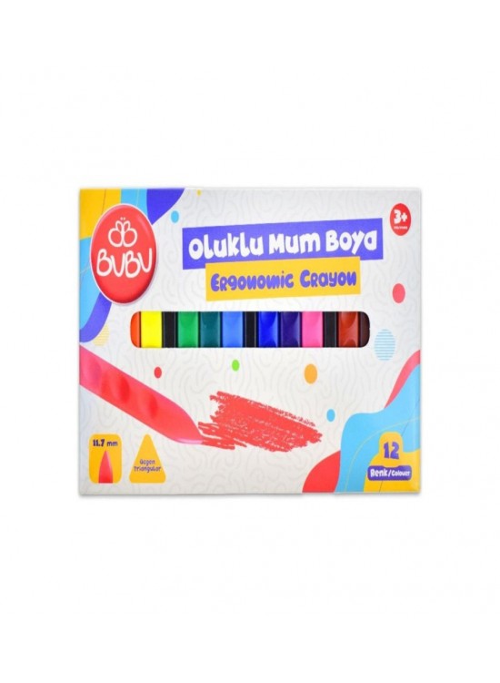 Bu-Bu Oluklu Crayon 12 Renk Bubu-Cr0003