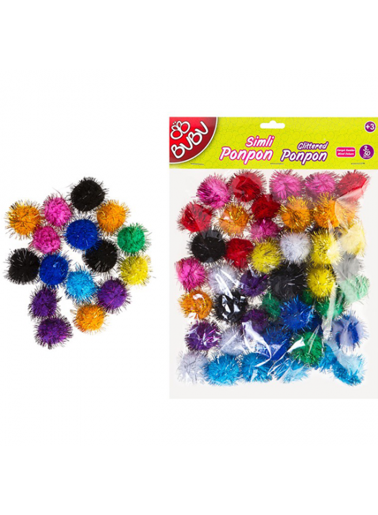 Bu-Bu Pon Pon Simli 3 CM 50 Lİ Karma BUBU00113