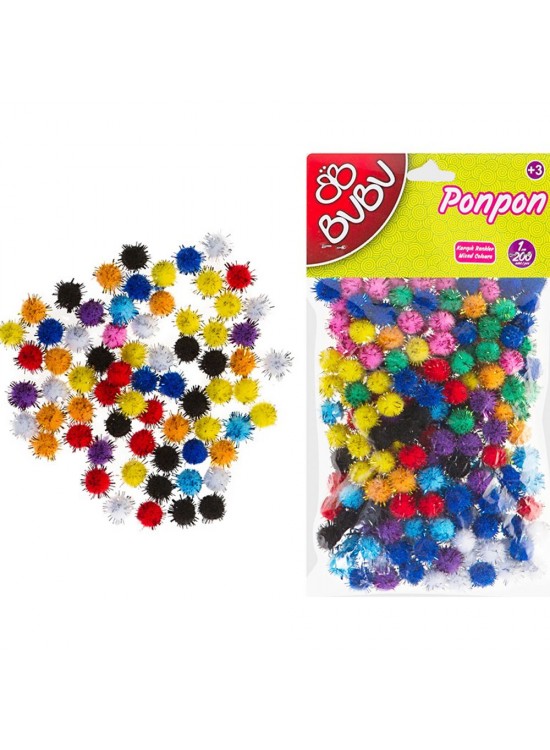 Bu-Bu Pon Pon Simli 1 CM 200 Lü Karma 10x10 BUBU00111 Bu-Bu Pon Pon Simli 1 CM 200 Lü Karma 10x10 BUBU00111
