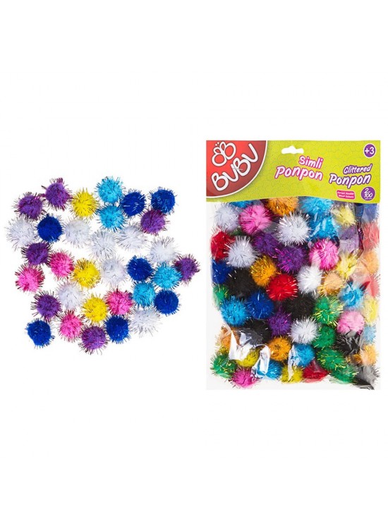 Bu-Bu Pon Pon Simli 2 CM 100 Lü Karma 10x15 BUBU00112 Bu-Bu Pon Pon Simli 2 CM 100 Lü Karma 10x15 BUBU00112