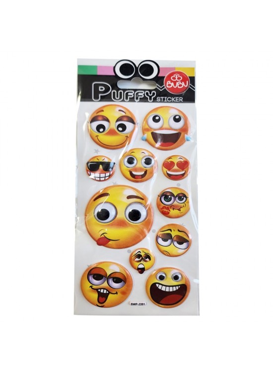 Bu-Bu Puffy Stıckers Oynar Gözlü Emojiler 9x21 BUBU-SWP-2201