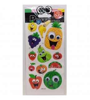 Bu-Bu Puffy Stickers Oynar Gözlü Meyveler 9x21 BUBU-SWP-2102