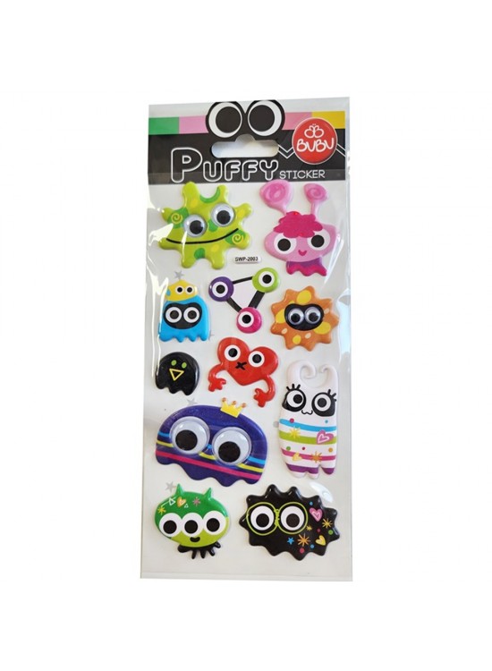 Bu-Bu Puffy Stıckers Oynar Gözlü Monsters 9x21 (S) BUBU-SWP-2003 Bu-Bu Puffy Stıckers Oynar Gözlü Monsters 9x21 (S) BUBU-SWP-2003