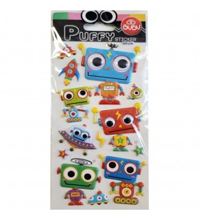 Bu-Bu Puffy Stickers Oynar Gözlü Robotlar 9x21 BUBU-SWP-2104