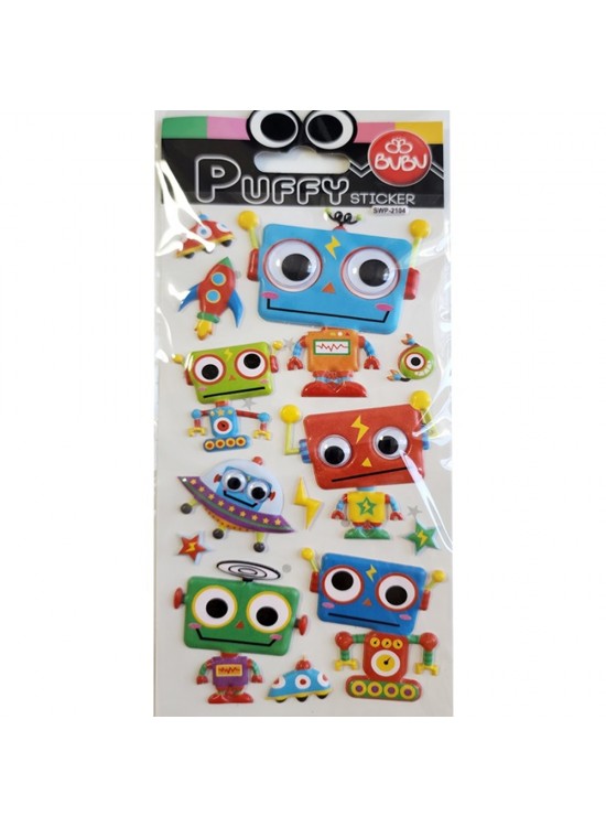 Bu-Bu Puffy Stickers Oynar Gözlü Robotlar 9x21 BUBU-SWP-2104