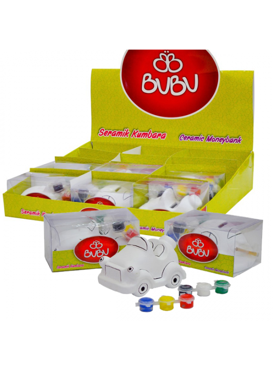 Bu-Bu Seramik Kumbara Boyama Standı Arabalar 12 Lİ BUBU-SBS002