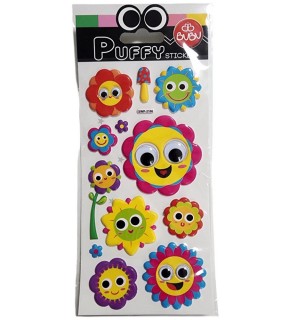 Bu-bu Stickers Puffy Oynar Gözlü Çiçekler 9X21