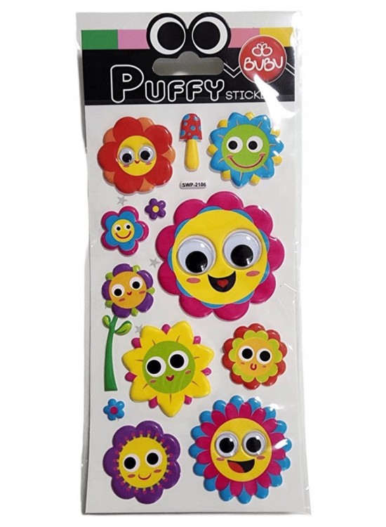 Bu-bu Stickers Puffy Oynar Gözlü Çiçekler 9X21