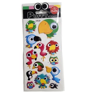Bu-bu Stickers Puffy Oynar Gözlü Papağanlar 9X21