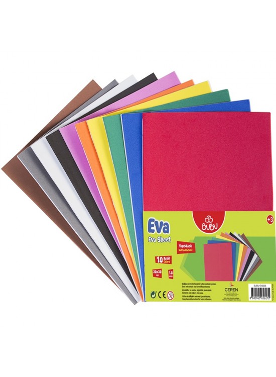 Bubu 20x30 Yapışkanlı Düz Eva A4 Karışık 10 Lu İth Bubu 20x30 Yapışkanlı Düz Eva A4 Karışık 10 Lu İth