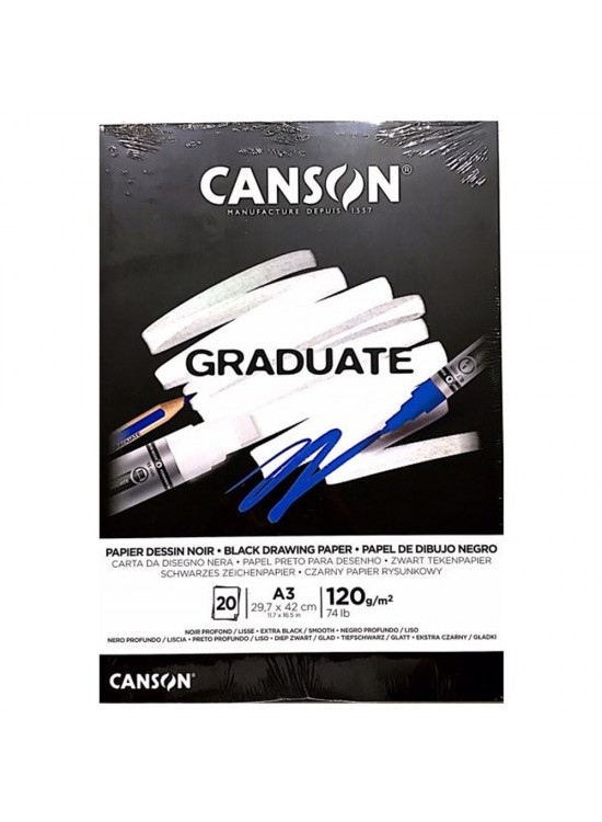 Canson Çizim Bloğu Graduate Cangrad Siyah 20 Syf A3 120 GR