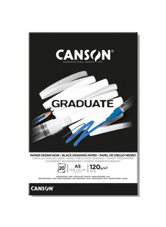 Canson Çizim Bloğu Graduate Cangrad Siyah 20 Syf A5 120 GR