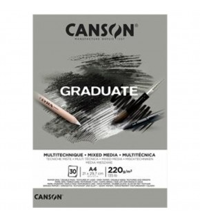Canson Çizim Bloğu Graduate Mıx Medıa Gri 30 Syf A4 220 GR