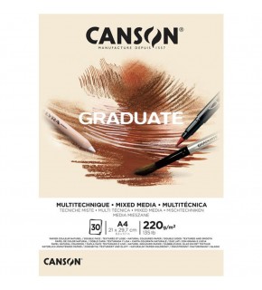 Canson Çizim Bloğu Graduate Mıx Medıa Natural 30 Syf A4 220 GR
