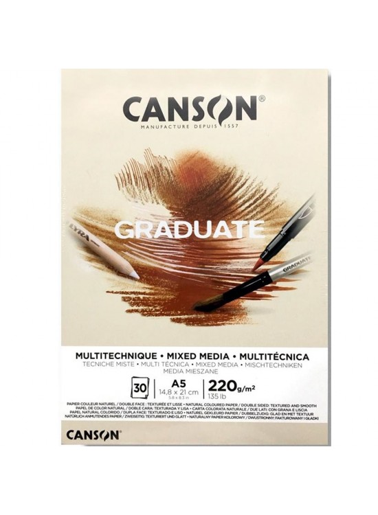 Canson Çizim Bloğu Graduate Mıx Medıa Natural 30 Syf A5 220 GR