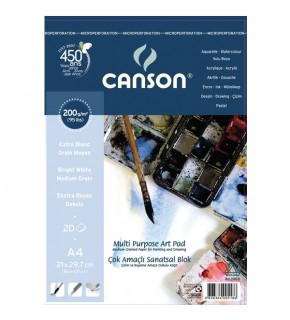 Canson Fınface 1557 Resim Blokları Çok Amaçlı 200 GR A4 20 YP Üstten Spriralli
