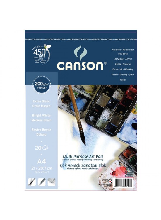 Canson Fınface 1557 Resim Blokları Çok Amaçlı 200 GR A4 20 YP Üstten Spriralli