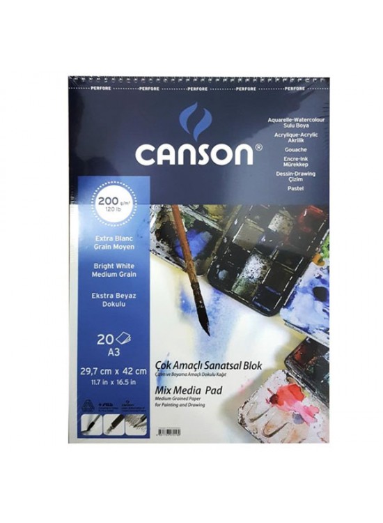 Canson Fınface Resim Blokları 200 GR A3 20 YP Üstten Spriraali Canson Fınface Resim Blokları 200 GR A3 20 YP Üstten Spriraali