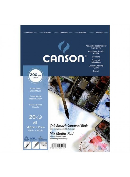Canson Fınface Resim Blokları 200 Gr A5 20 YP Üstten Spriralli